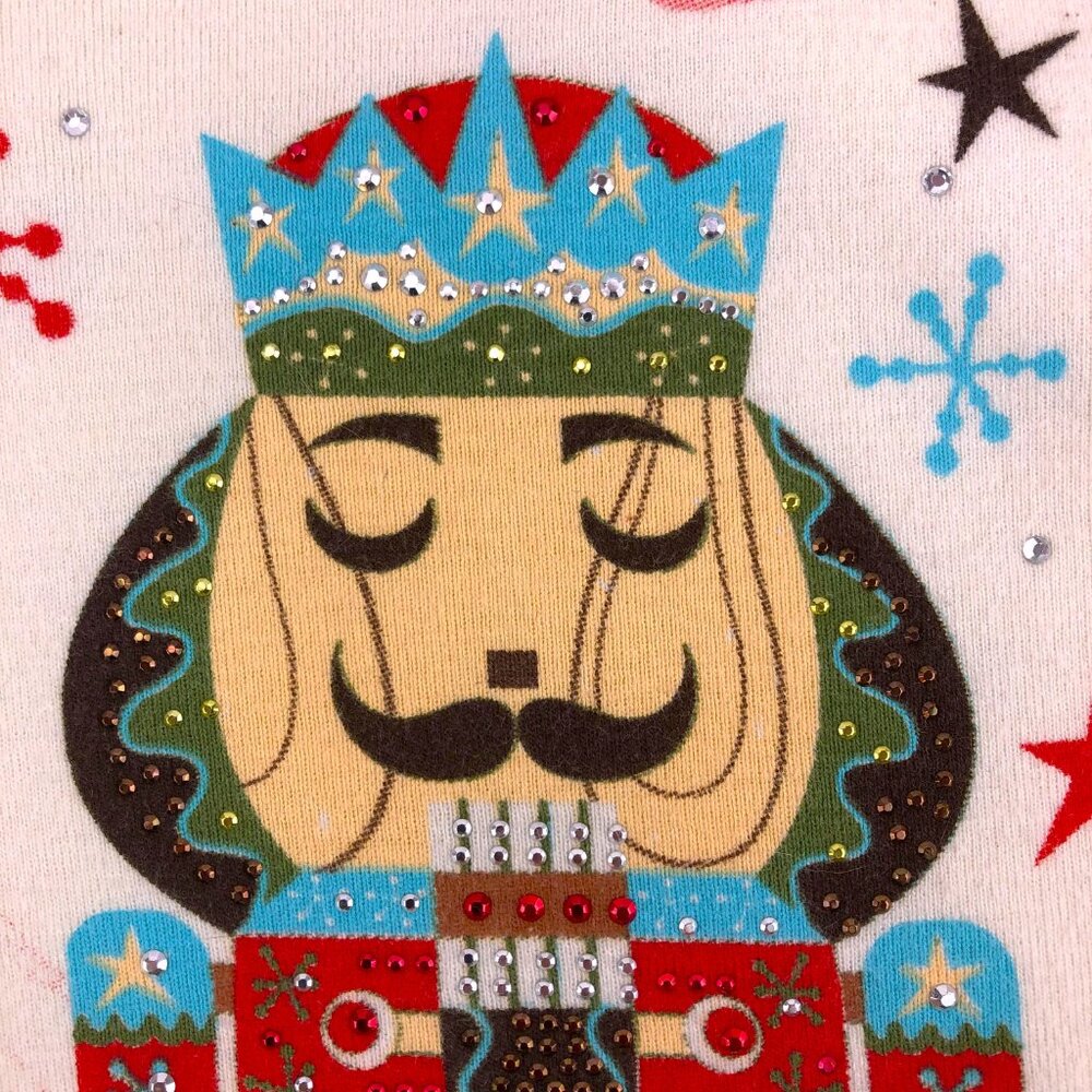 Cactus Bay Holiday Nutcracker Long Sleeve Tee Shirt with Rhinestones Size M - Picture 10 of 13